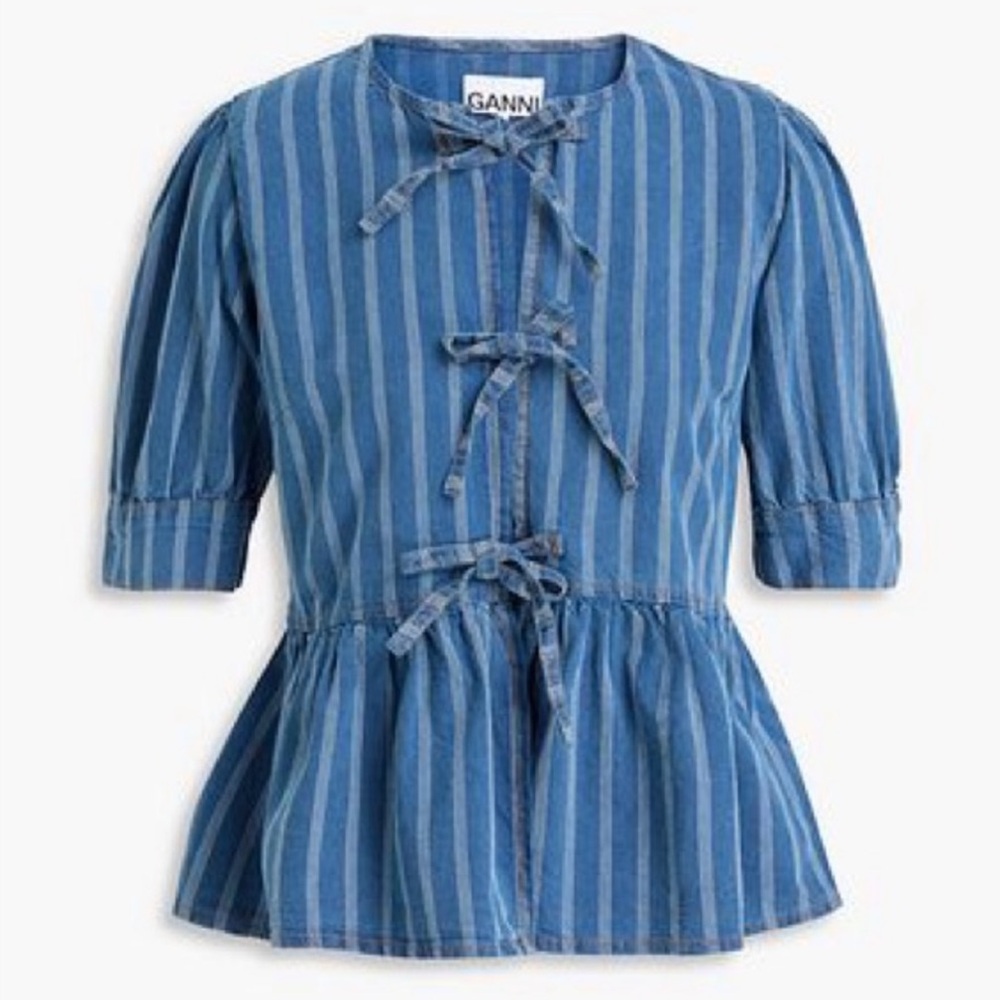 Ganni striped shirt size XS new without tags - blue and white stripes